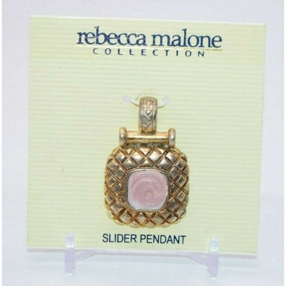 Rebecca Malone Jewelry - Rebecca Malone Gold Tone Pink Enamel Square Slider